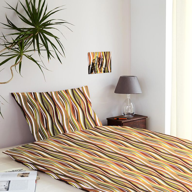 Baumwollstoff Cretonne geschwungene Streifen &ndash; weiss/hellorange,  image number 6