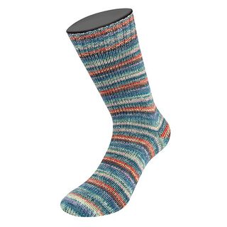 LANDLUST Sockenwolle „Bunte Ringel“, 100g | Lana Grossa – blau/rot, 