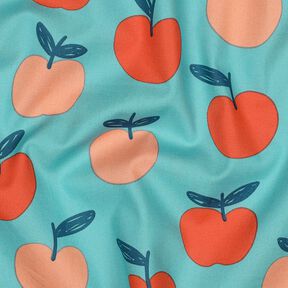 Baumwollpopeline große Äpfel | Poppy Fabrics – aquablau/lachs, 