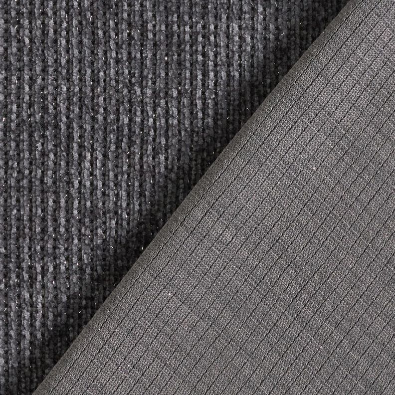Glitzer-Chenille – schiefergrau/silber metallic | Reststück 80cm,  image number 4
