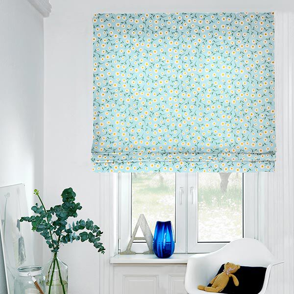 Dekostoff Halbpanama Gänseblümchen – babyblau/weiss, image number 6