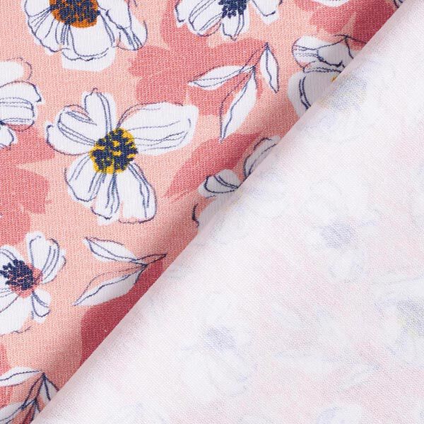 Baumwolljersey gezeichnete Blumen – altrosa