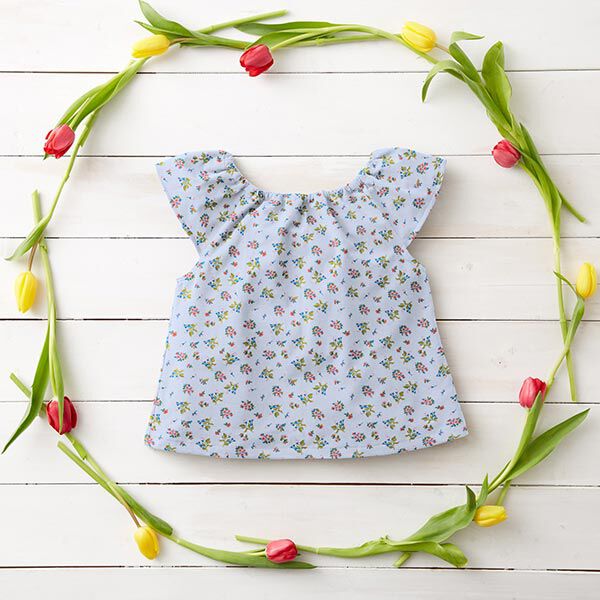 Baumwollpopeline süße Blümchen – babyblau