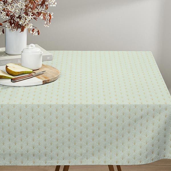 Dekostoff Halbpanama Artdeco-Muscheln – mintgrün | Reststück 50cm