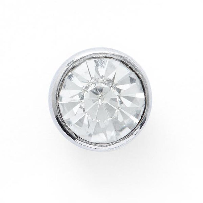 Strass-Metallknopf Öse [ Ø10 mm ] – silber metallic,  image number 1