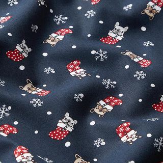 Baumwollstoff Popeline Weihnachtshunde – schwarzblau, 