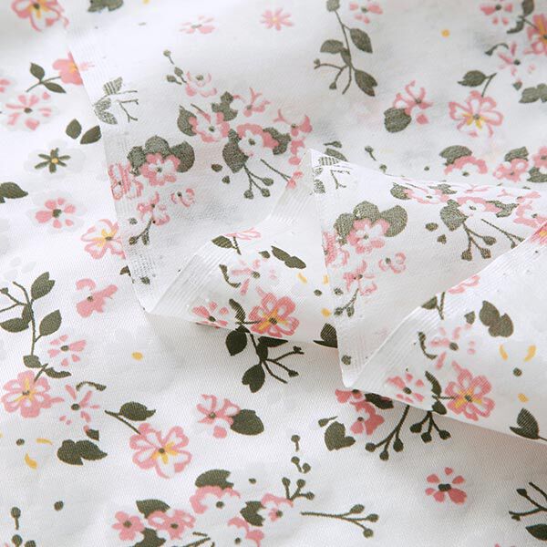 Seiden-Viskose-Satin verstreute Blumen – weiss, image number 3