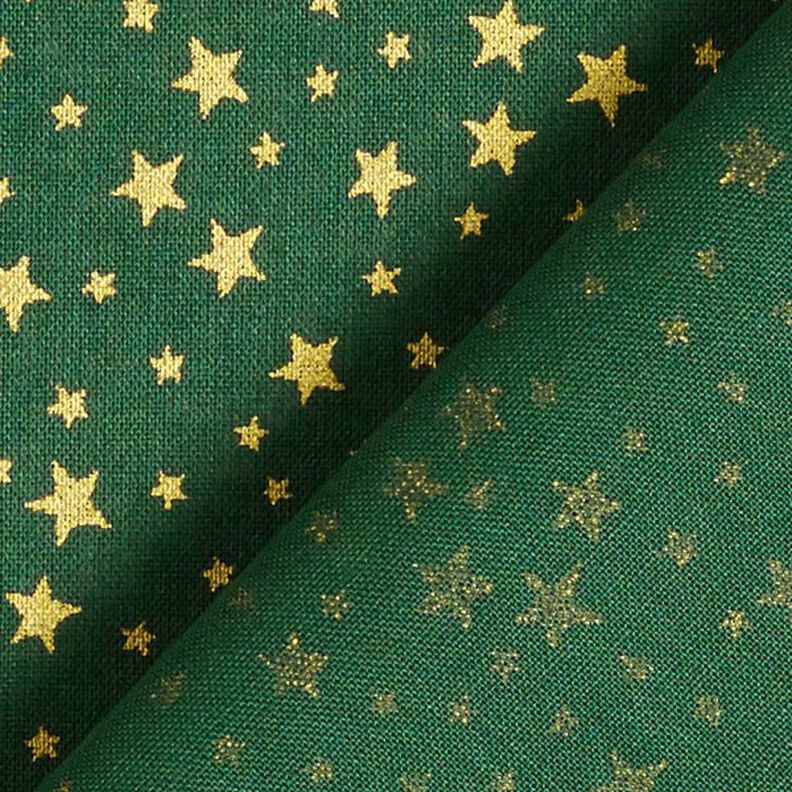Baumwollstoff Cretonne weihnachtlicher Sternenhimmel klein – dunkelgrün/gold, image number 5