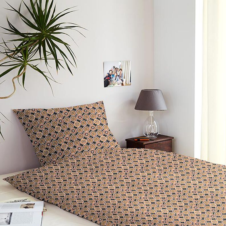 Baumwollstoff Cretonne Ethno Kreise – anthrazit | Reststück 50cm,  image number 6