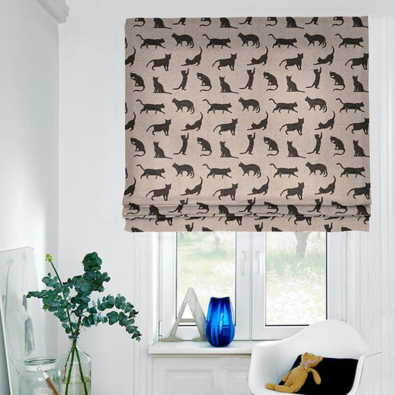 Dekostoff Halbpanama Katzen – schwarz,  image number 5