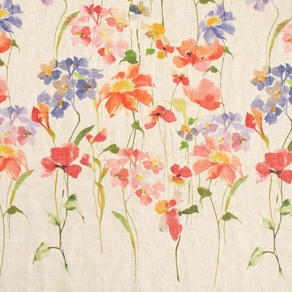 Gardinenstoff Voile Blumen 300 cm – natur | Reststück 50cm