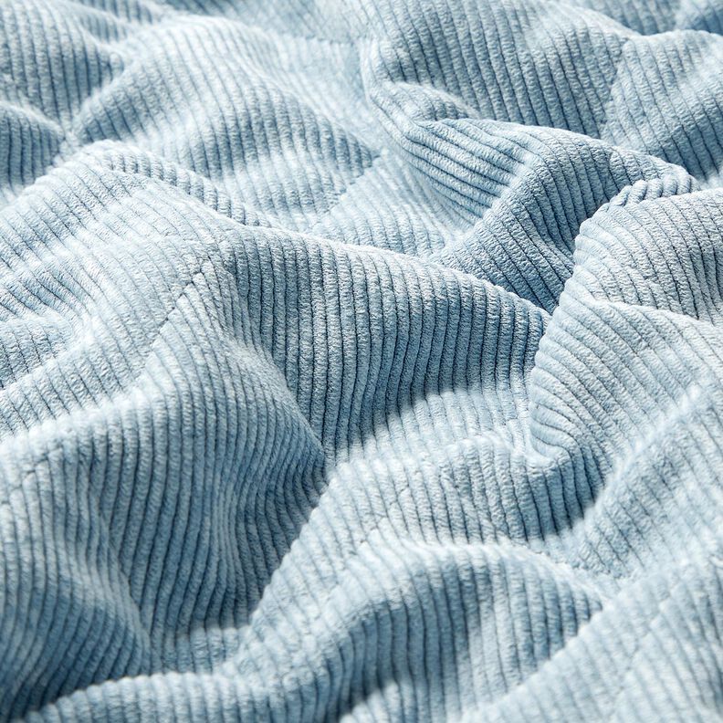 Steppstoff Cord mit Fellabseite Rauten – hellblau,  image number 3