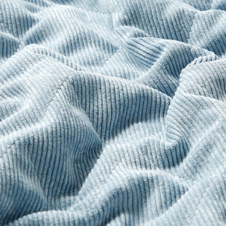 Steppstoff Cord mit Fellabseite Rauten – hellblau, image number 3