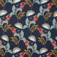 Baumwollsatin Dschungelblätter – marineblau,  thumbnail number 1