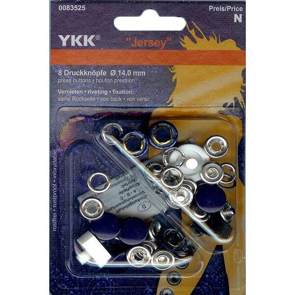 Nähfreier Druckknopf Jersey 3 – marineblau | YKK, image number 1