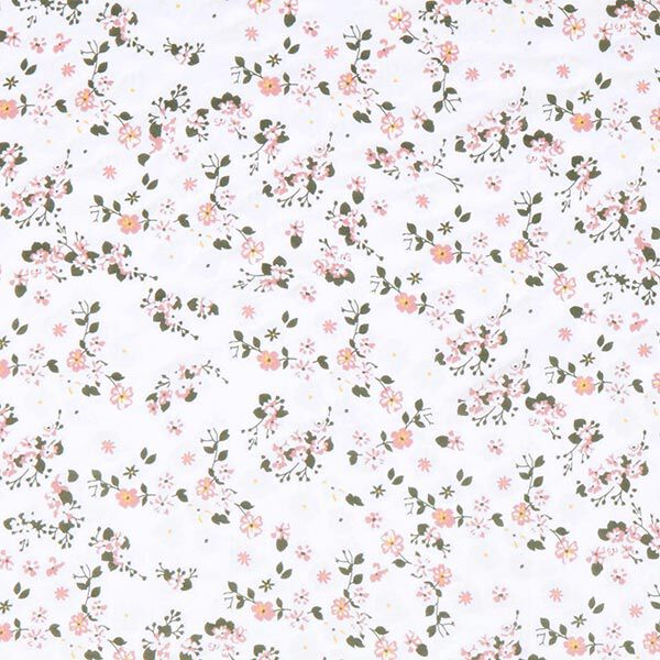 Seiden-Viskose-Satin verstreute Blumen – weiss, image number 1
