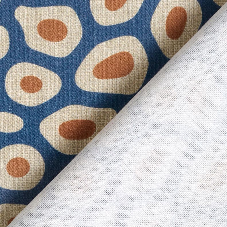 Dekostoff Halbpanama abstraktes Leomuster – blau/cashew, image number 4
