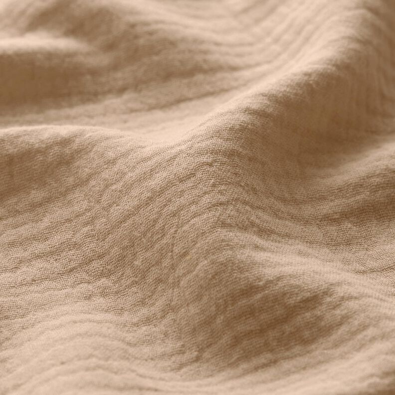 Musselin / Doppel-Krinkel Gewebe – dunkelbeige,  image number 3