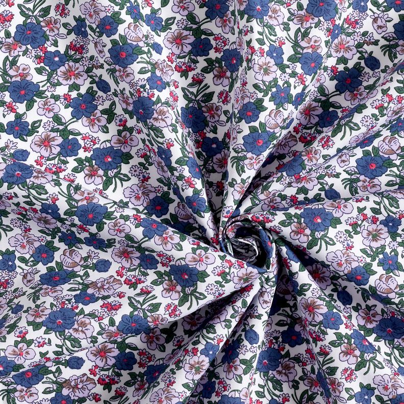 Blusenstoff kleine Blumensträuße – weiss/lila,  image number 3