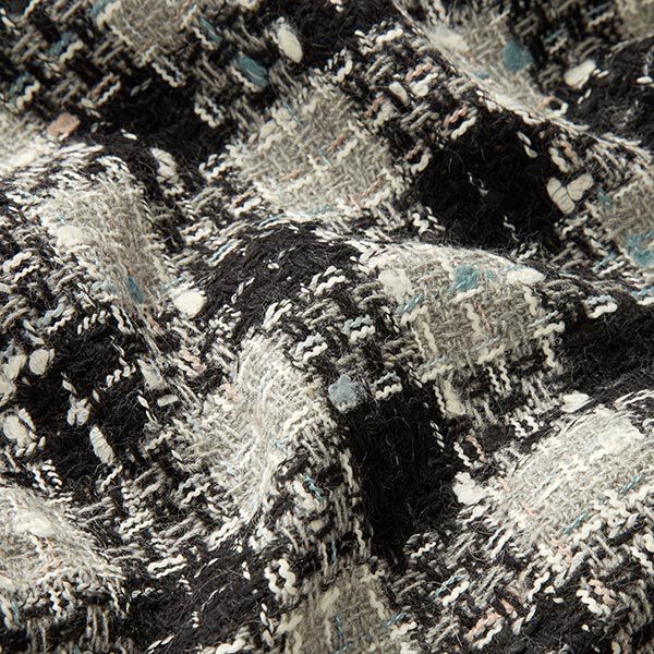 Lockeres Wollmix-Gewebe breites Karo – schwarz/grau,  image number 2