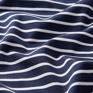 GOTS Baumwolljersey Streifen | Albstoffe – marineblau/weiss, 