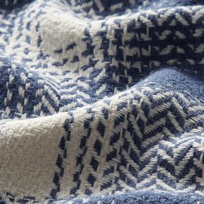 Mantelstoff Baumwoll-Mix kariert – blaugrau/elfenbein, 