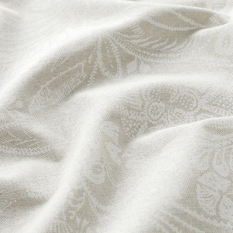 Dekostoff Halbpanama florales Paisley – natur/weiss,  image number 2