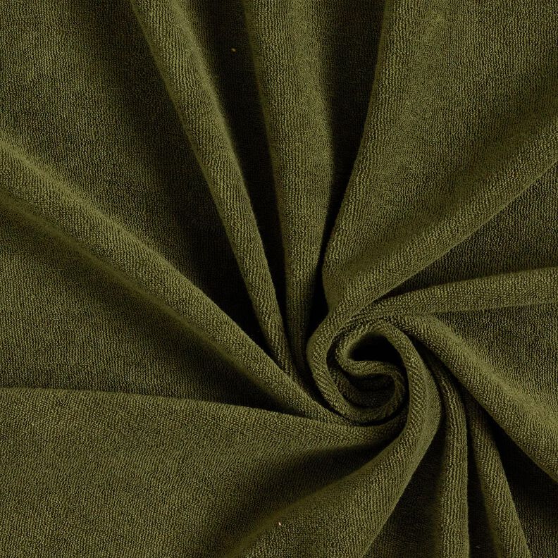 Frotteestoff Stretch Uni – dunkeloliv, image number 1