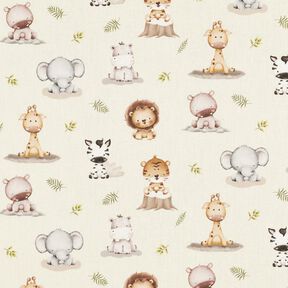 Baumwollpopeline Baby Dschungeltiere Digitaldruck – beige, 