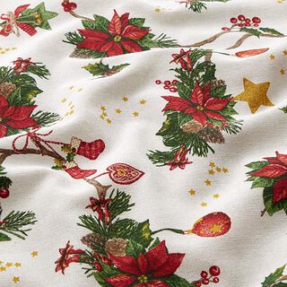 Dekostoff Canvas Weihnachtsstern – natur/grün, 