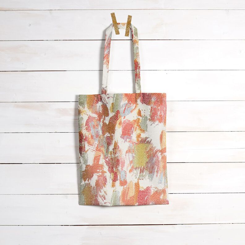 Dekostoff Gobelin abstrakte Kunst &ndash; hellbeige/hellbeere,  image number 6