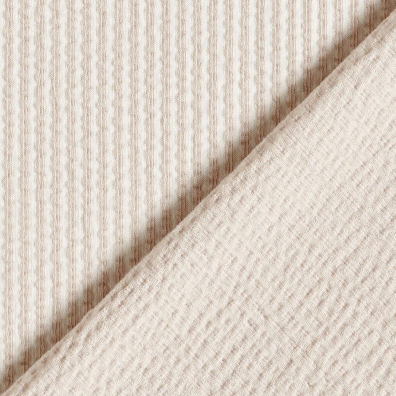 Baumwolljersey Seersucker feine Streifen – mandel/weiss,  image number 4