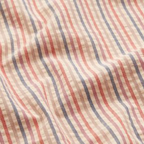 Seersucker bunte Streifen – cashew/traube, 