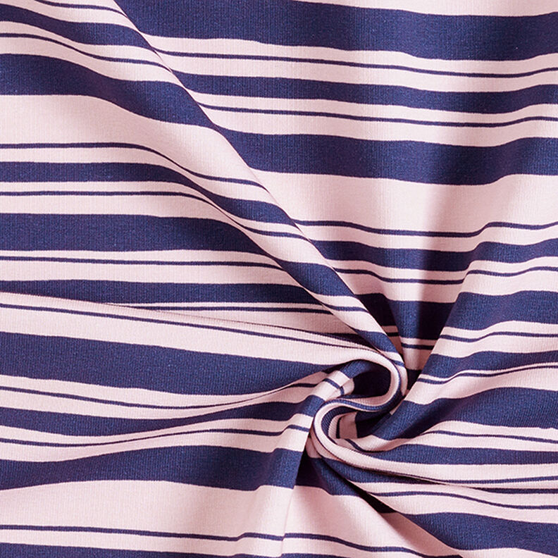 French Terry unregelmäßige Streifen – indigo/rosé,  image number 3