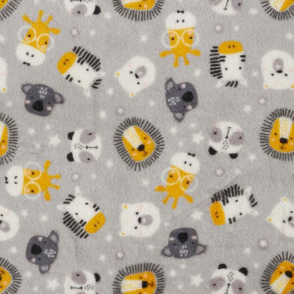 Kuschelfleece Doubleface Brillentiere und Sterne – nebelgrau/sonnengelb – Muster, image number 5