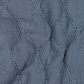 Steppstoff Musselin Wellen – blaugrau, 