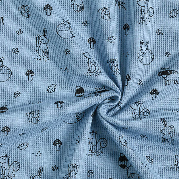 Waffeljersey Waldtiere – stahlblau/schwarz, image number 3