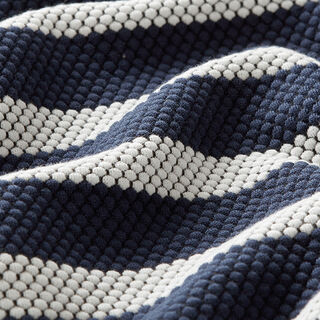 Jacquard Jersey Noppen Streifen – marineblau/weiss, 