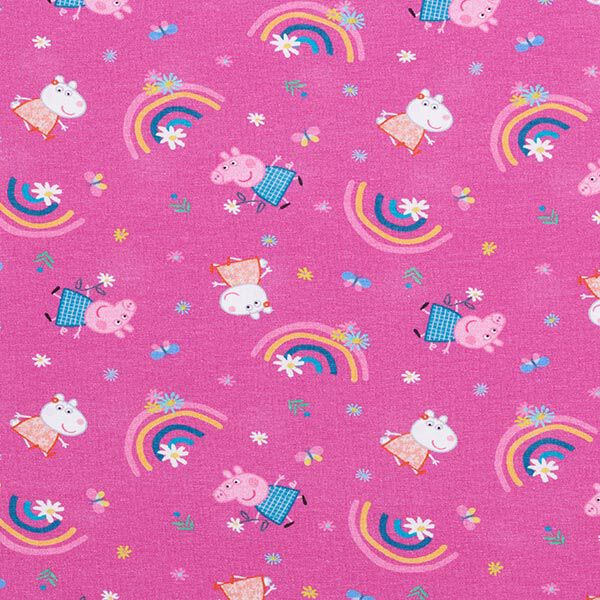 Baumwolljersey Peppa Wutz Blumen und Regenbögen | ABC Ltd. – pink – Muster, image number 1