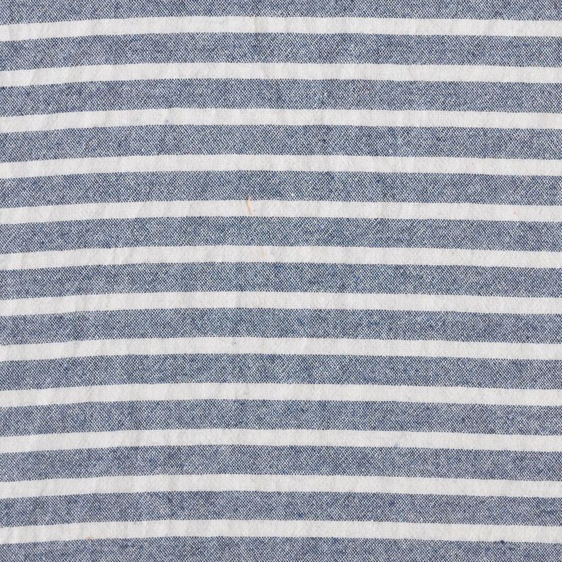 Baumwollstoff Leinenoptik breite Streifen – weiss/marineblau,  image number 1