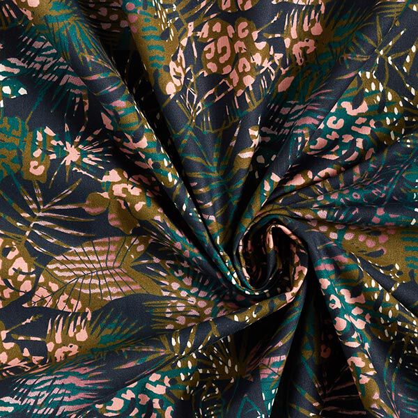 Baumwollstoff Cretonne Palmenblätter – schwarz/oliv, image number 3