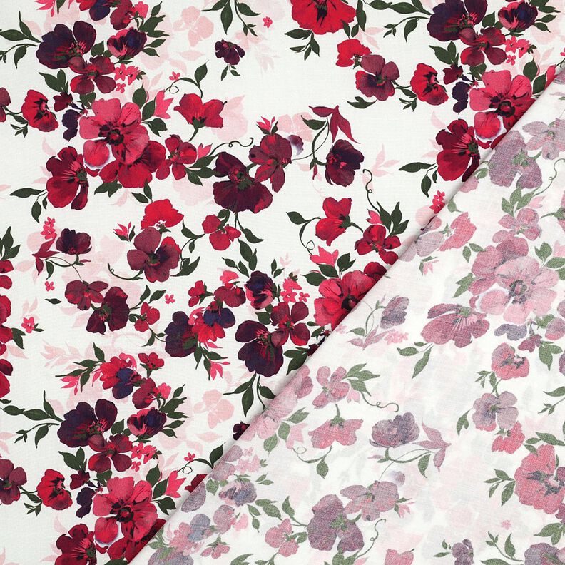 LENZING&trade; ECOVERO&trade; Viskosestoff Blumen &ndash; weiss/rot,  image number 4