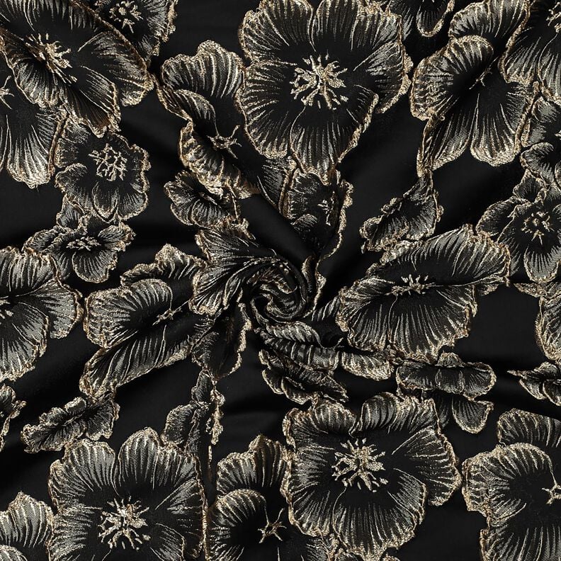 Jacquard 3D Effekt Blumen – schwarz/mandel, image number 3