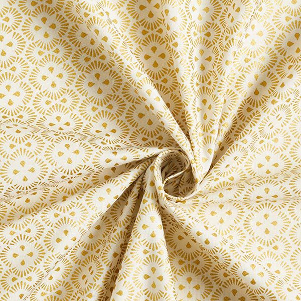 Baumwollstoff Popeline Eiskristalle – wollweiss/gold, image number 3