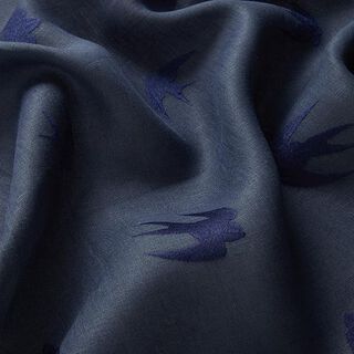 Leinen gestickte Schwalben – marineblau | Reststück 50cm