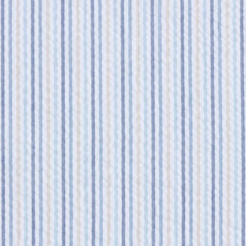 Seersucker Baumwolle Streifen-Mix – blau/weiss, image number 1