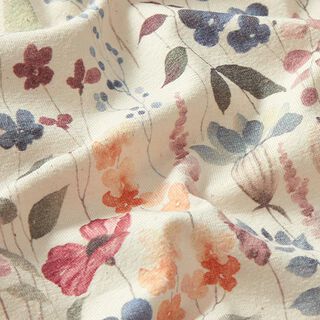 Bio-Baumwolljersey Aquarell-Blumenwiese Digitaldruck – natur, 