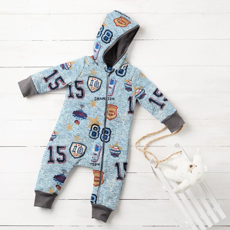Alpenfleece Collagejacke – hellblau/grau, image number 6