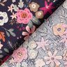 Baumwollpopeline Blumenbouquets – schwarzblau/purpur,  thumbnail number 4