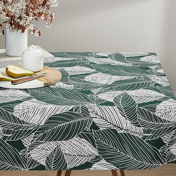 Dekostoff Canvas große Blätter – dunkelgrün | Reststück 50cm